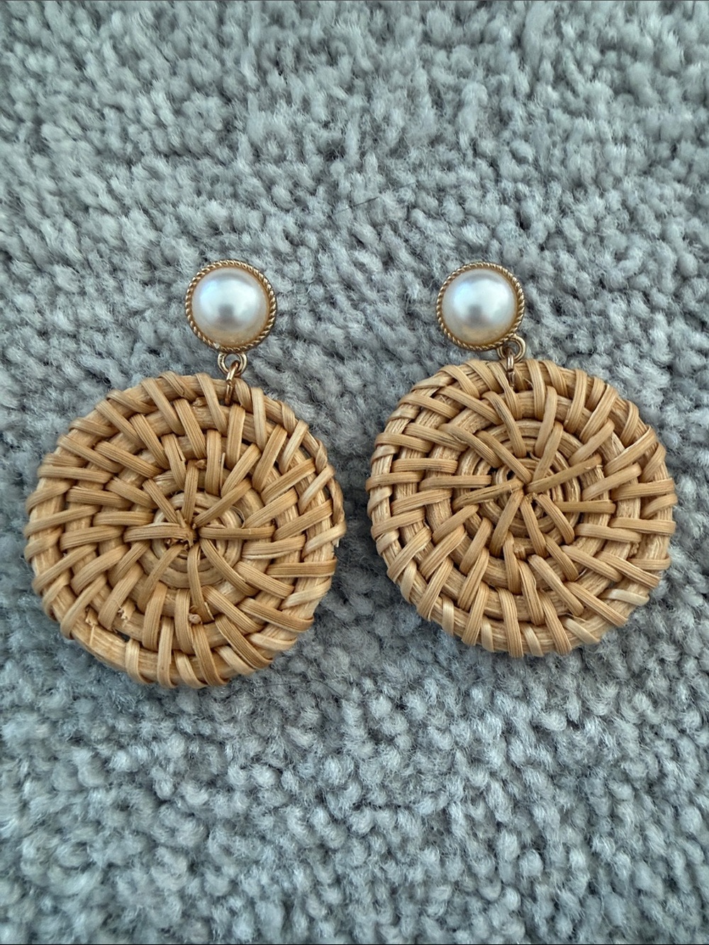 J. Crew Pearl-Top Woven Rattan Drop Earrings - Natural Gold